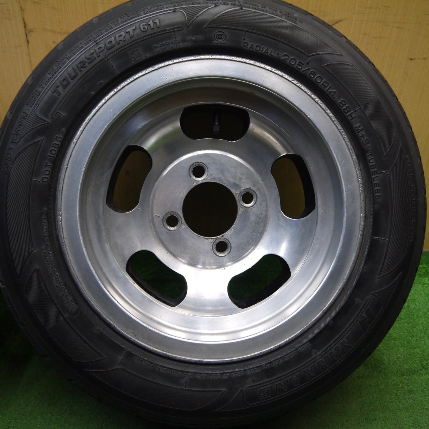 バリ溝!9分!2本★旧車 ASAHI AHP DISH 205/60R14 ナンカン TOURSPORT 611 アサヒ ディッシュ 14インチ PCD114.3/4H★5051303Hノ