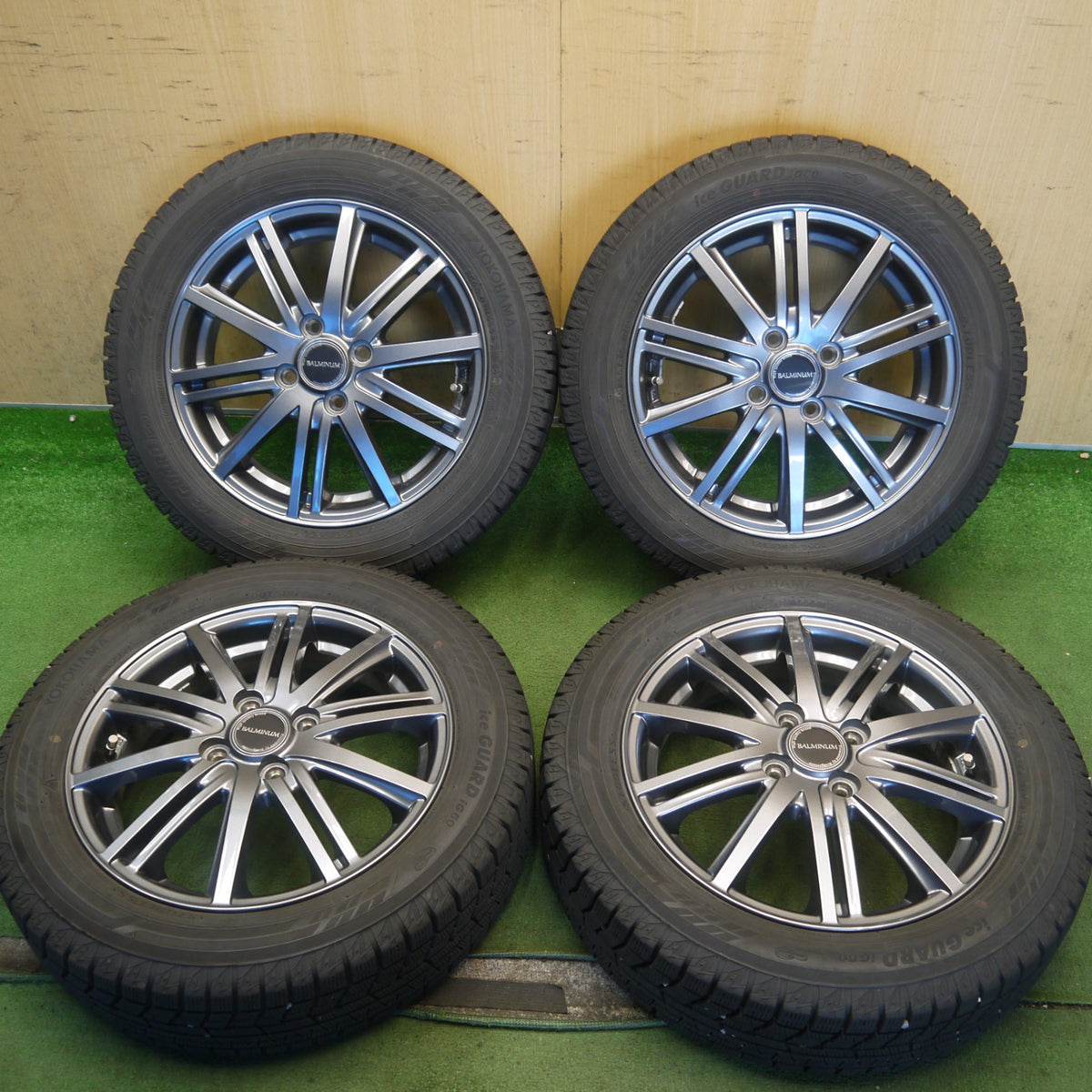 バリ溝!キレイ!8.5分◎スタッドレス 165/65R15 ヨコハマ アイスガード iG60 BALMINUM BR10 バルミナ 15インチ タフト ソリオ 等 PCD100/4H◎6081904Hス