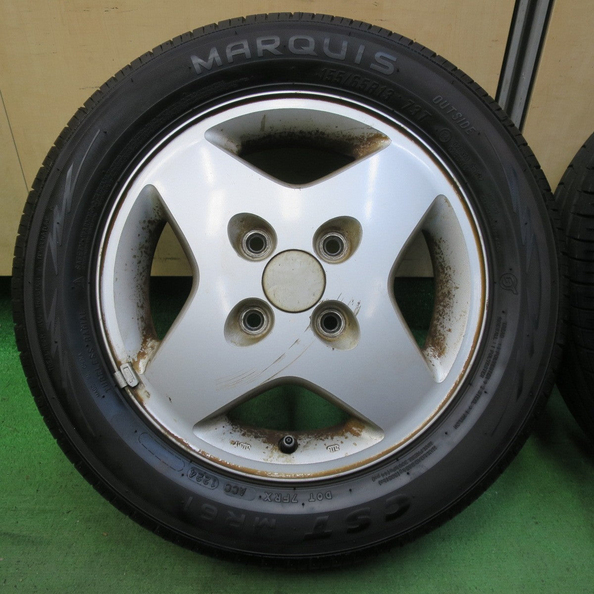 超バリ溝!24年!ほぼ10分★スズキ ワゴンR 純正 155/65R13 マーキス CST MR61 13インチ PCD100/4H★5052907イノ