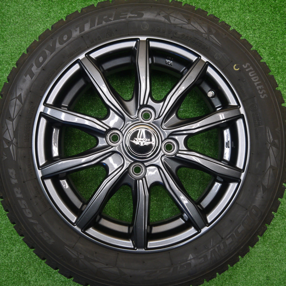 バリ溝!23年!キレイ!9.5分★スタッドレス 155/65R14 トーヨー オブザーブ GIZ2 TEAD テッド 14インチ PCD100/4H★5101501Hス
