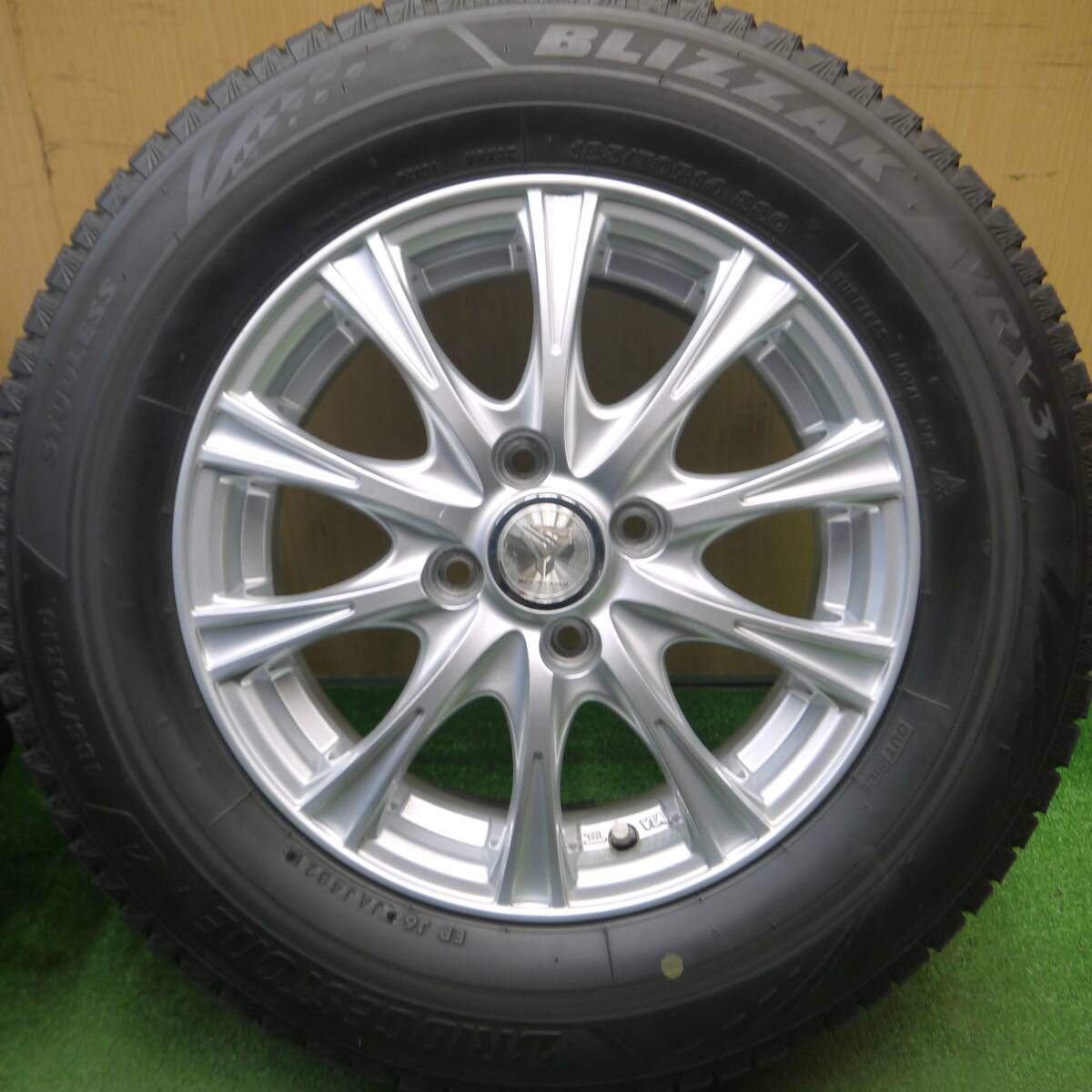 キレイ!21年★スタッドレス 185/70R14 ブリヂストン ブリザック VRX3 STAYER 14インチ PCD100/4H★5022612Hス