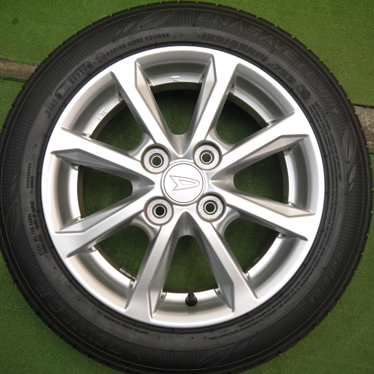 バリ溝!21年!キレイ!9.5分以上★ダイハツ タント ミライース 等 純正 155/65R14 ダンロップ エナセーブ EC300+ 14インチ PCD100/4H★5062503Hノ