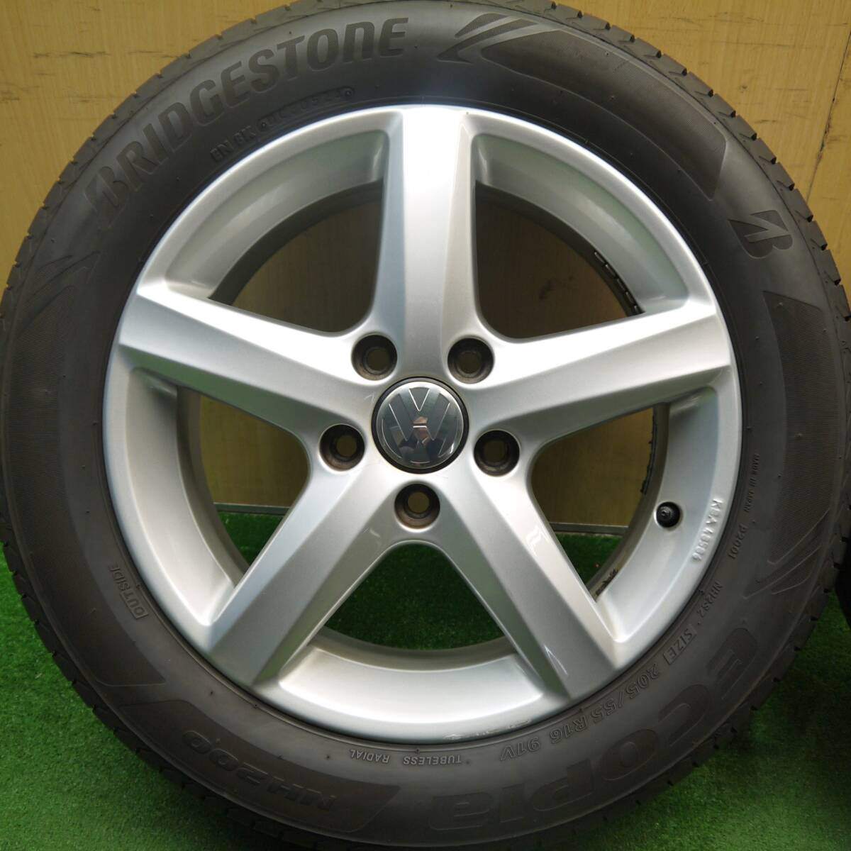 バリ溝!24年!9分★ワーゲン ゴルフ 純正 205/55R16 ブリヂストン エコピア NH200 16インチ PCD112/5H★5032810Hノ