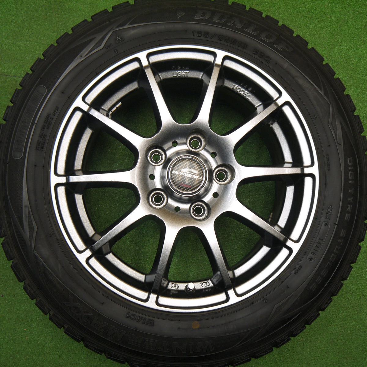 バリ溝!キレイ!8.5分★スタッドレス 185/65R15 ダンロップ ウインターマックス WM01 SCHNEIDER ATECH シュナイダー 15インチ PCD114.3/5H★5112604Hス