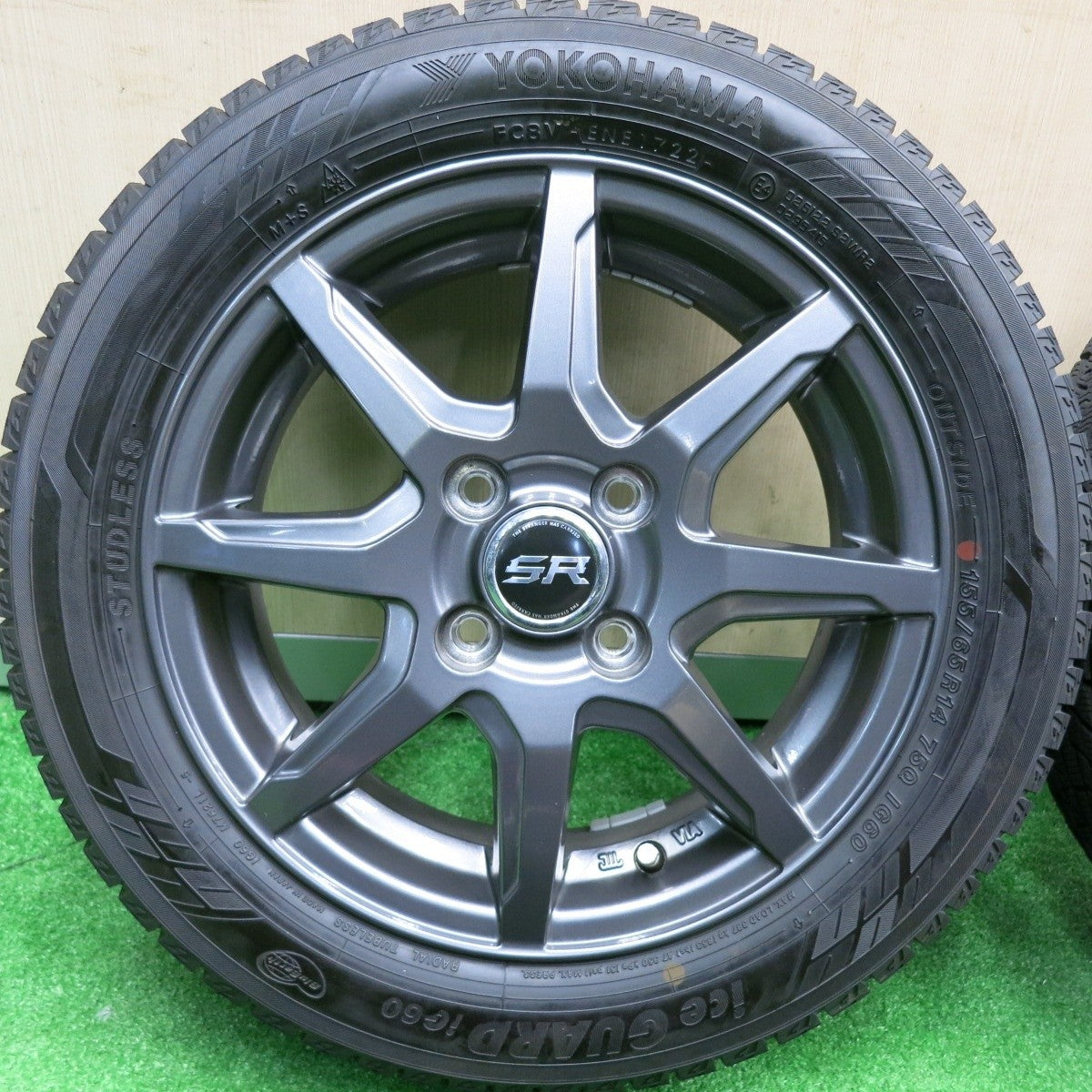 バリ溝!22年!キレイ!ほぼ10分★スタッドレス 155/65R14 ヨコハマ アイスガード iG60 STRANGER ストレンジャー 14インチ PCD100/4H★4123008HAス