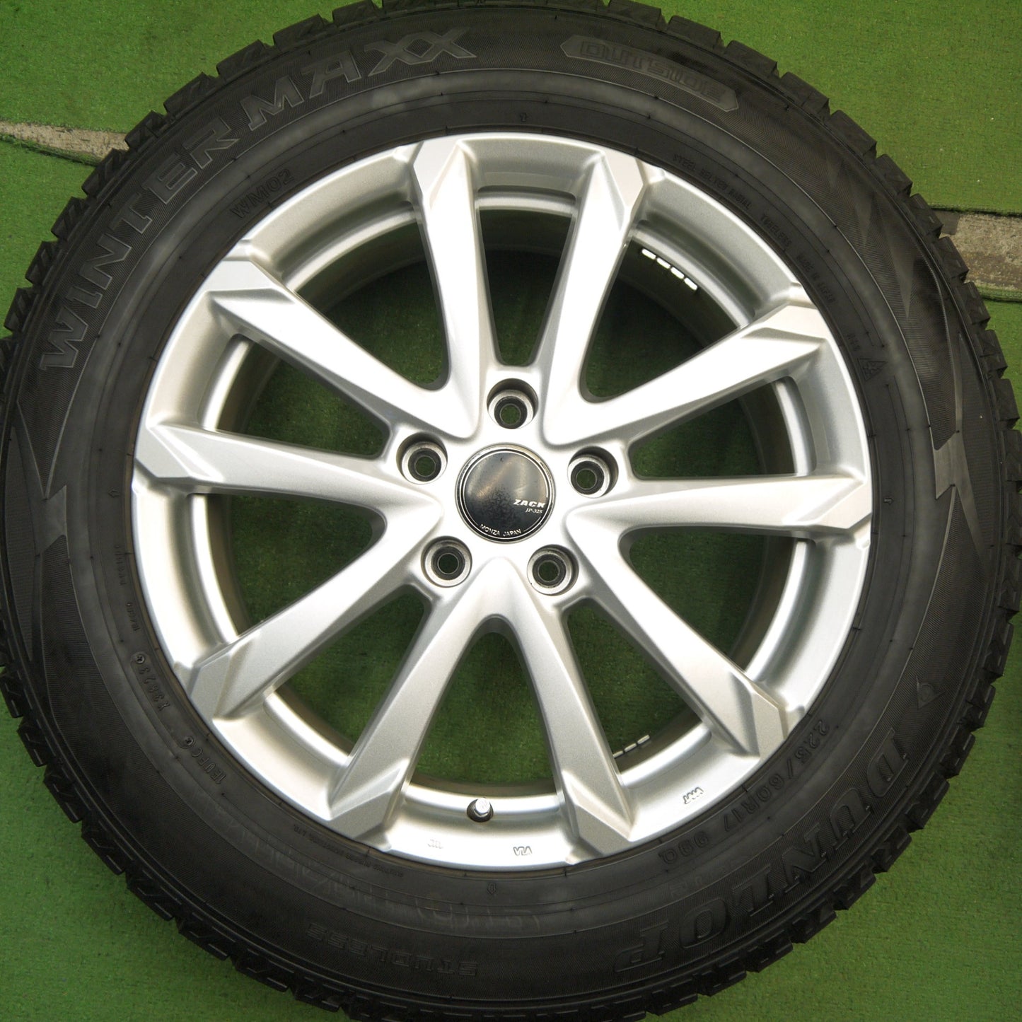 バリ溝!23年!キレイ!9.5分★スタッドレス 225/60R17 ダンロップ ウインターマックス WM02 ZACK JP-325 MONZA ザック 17インチ PCD114.3/5H★5062504Hス