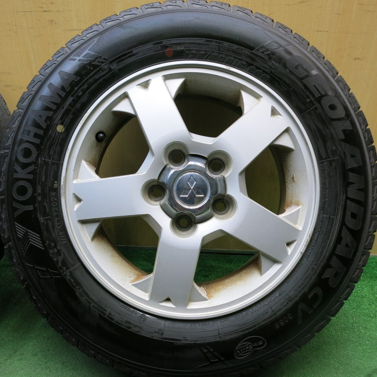 バリ溝!24年!9.5分★三菱 パジェロ ミニ 純正 175/80R15 ヨコハマ ジオランダー CV G058 15インチ PCD114.3/5H★5083109HAノ