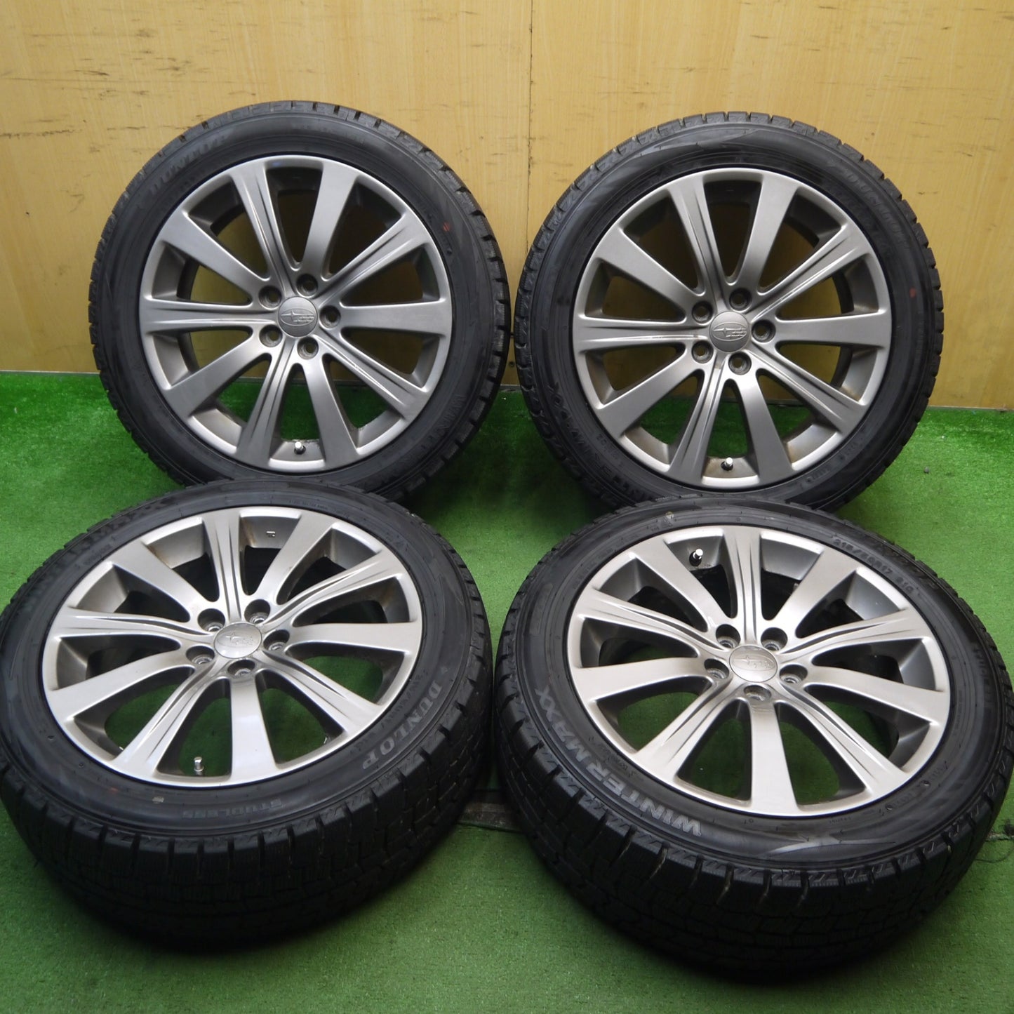 バリ溝!21年!9.5分★スバル レガシィ 純正 215/50R17 スタッドレス ダンロップ ウインターマックス WM02 17インチ PCD100/5H★5061703Hス