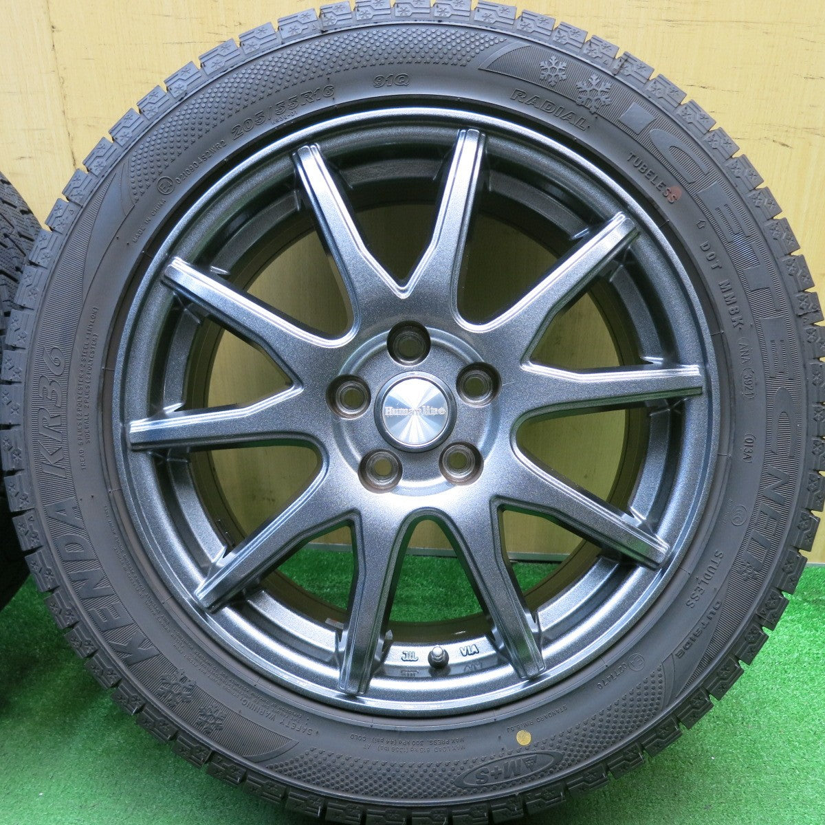 バリ溝!21年!キレイ!8.5分★インプレッサ 等 205/55R16 スタッドレス ケンダ KR36 アイステック ネオ Humanline ヒューマンライン 16インチ PCD100/5H★5050310HAス