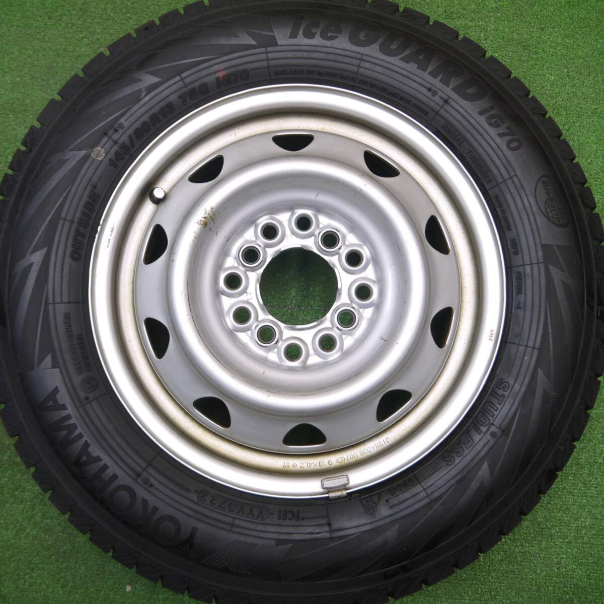 バリ溝!22年!9分★スタッドレス 145/80R13 ヨコハマ アイスガード iG70 スチール 13インチ PCD 100 110 114.3/4H マルチ★4121605Hス