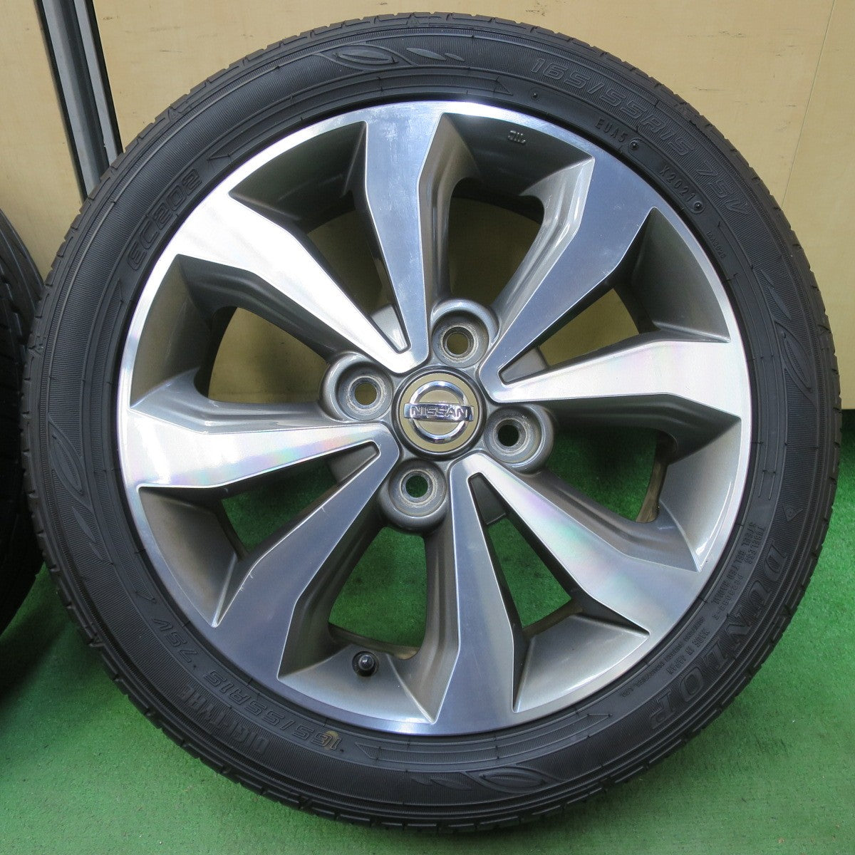 バリ溝!21年!9分★日産 デイズ 純正 165/55R15 ダンロップ EC202 15インチ PCD100/4H★5071908イノ