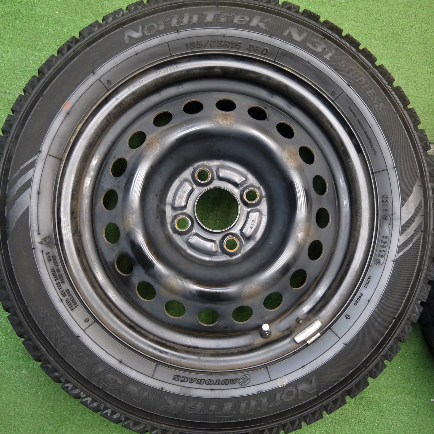 バリ溝!9分★スタッドレス 185/65R15 オートバックス ノーストレック N3i スチール ホイール 15インチ PCD100/4H★5042308Hス