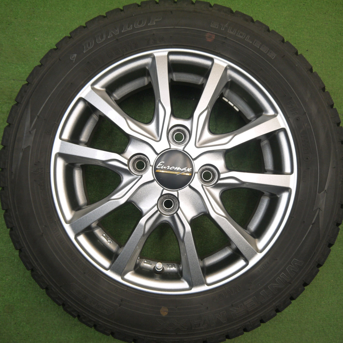 バリ溝!キレイ!8.5分★スタッドレス 155/65R13 ダンロップ ウインターマックス WM02 Euromax ユーロマックス 13インチ PCD100/4H★6022504Hス