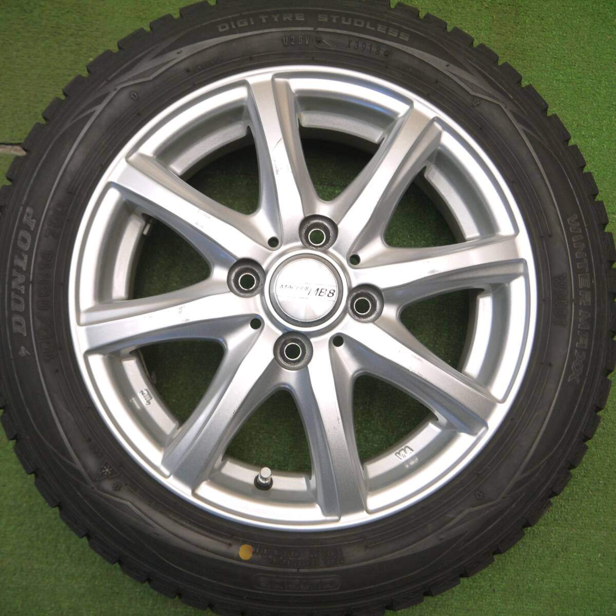 バリ溝!9.5分以上★スタッドレス 155/65R14 ダンロップ ウインターマックス WM01 MACBES MB8 マクベス 14インチ PCD100/4H★5012403Hス