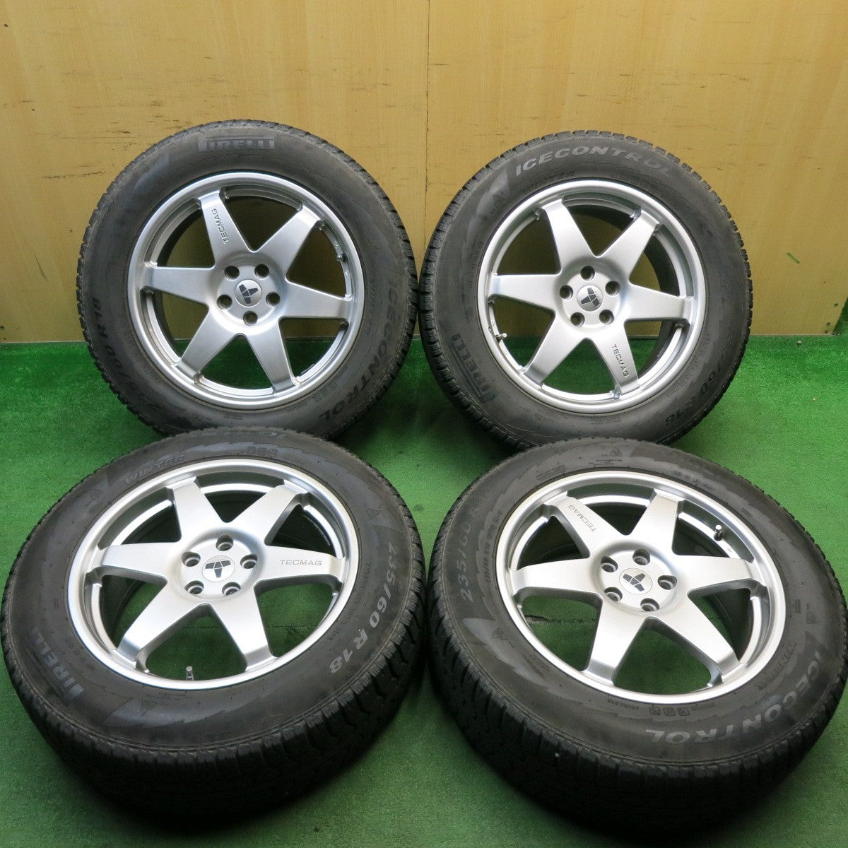 バリ溝!9分★ボルボ 等 TECMAG Type206R 235/60R18 スタッドレス ピレリ アイスコントロール 18インチ テクマグ PCD108/5H★5051203AKス