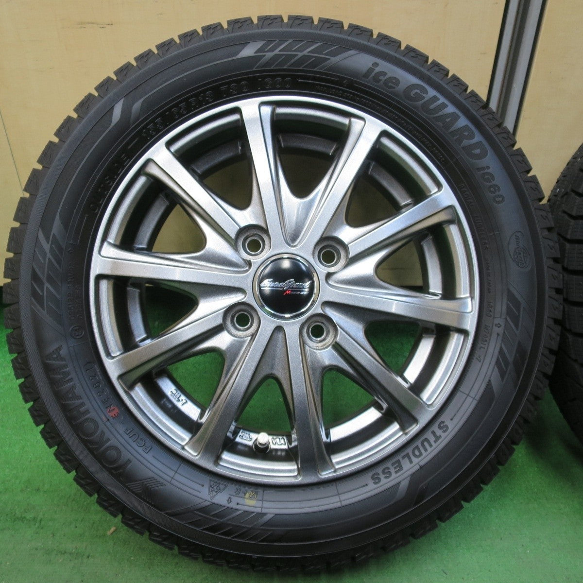 バリ溝!21年!キレイ!ほぼ10分★スタッドレス 155/65R13 ヨコハマ アイスガード iG60 EuroSpeed MANARAY SPORT ユーロスピード 13インチ PCD100/4H★5032710イス
