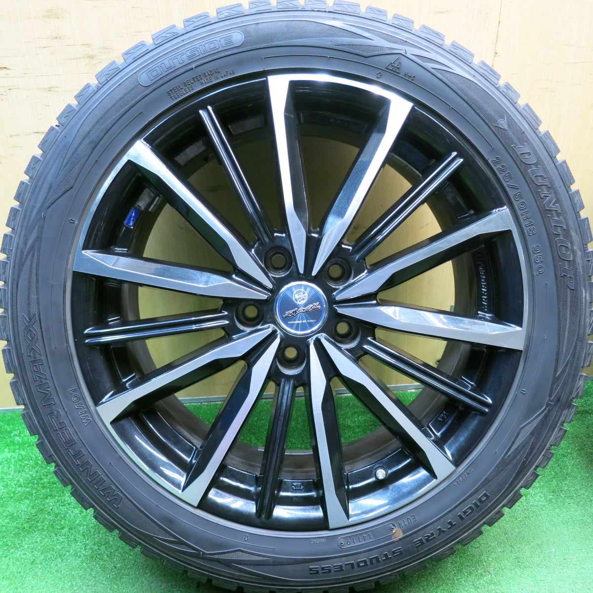 バリ溝!9分★スタッドレス 225/50R18 ダンロップ ウインターマックス WM01 SMACK ENKEI スマック エンケイ 18インチ PCD114.3/5H★5050509HAス