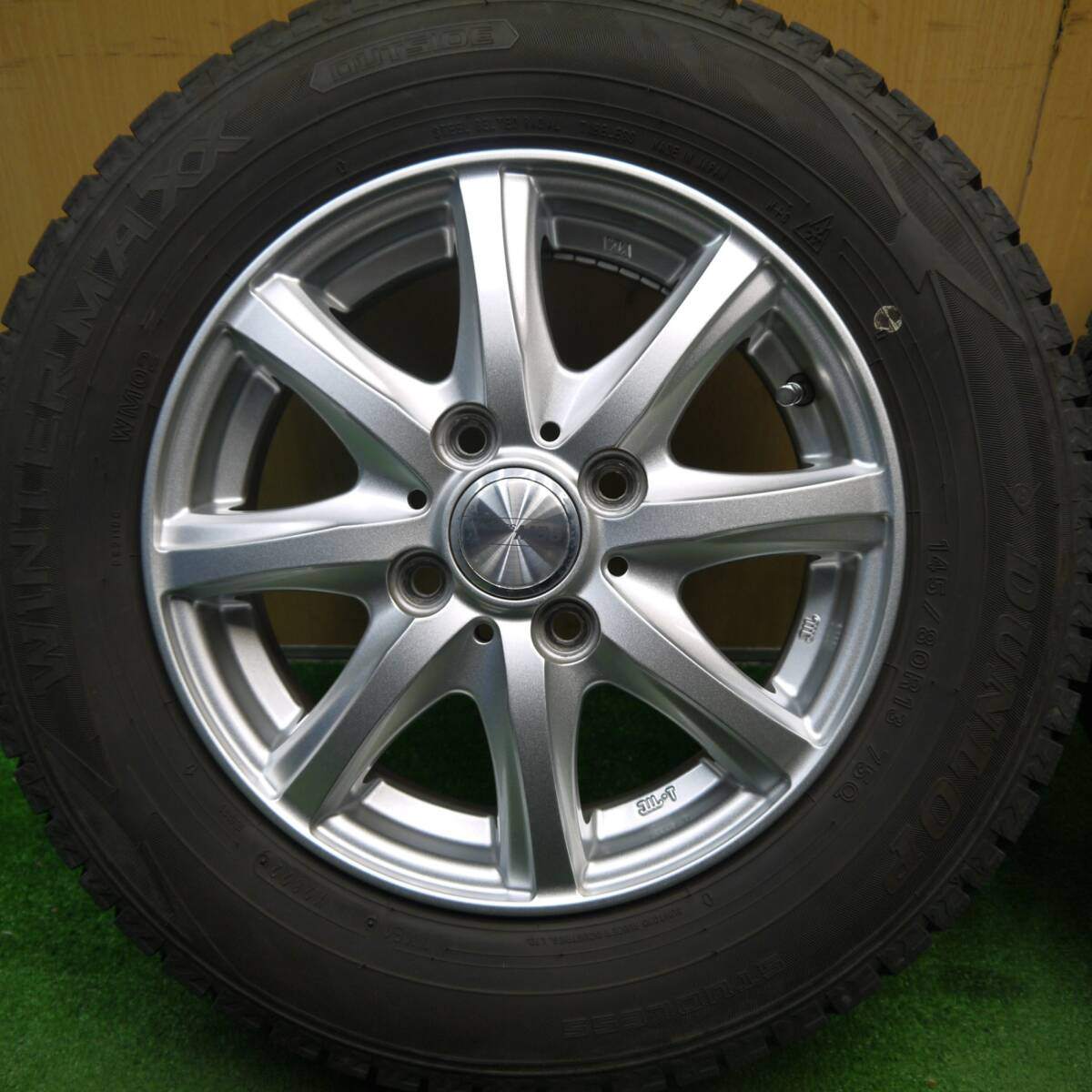 キレイ!22年★スタッドレス 145/80R13 ダンロップ ウインターマックス WM02 MACBES MB8 マクベス 13インチ PCD100/4H★5040809Hス