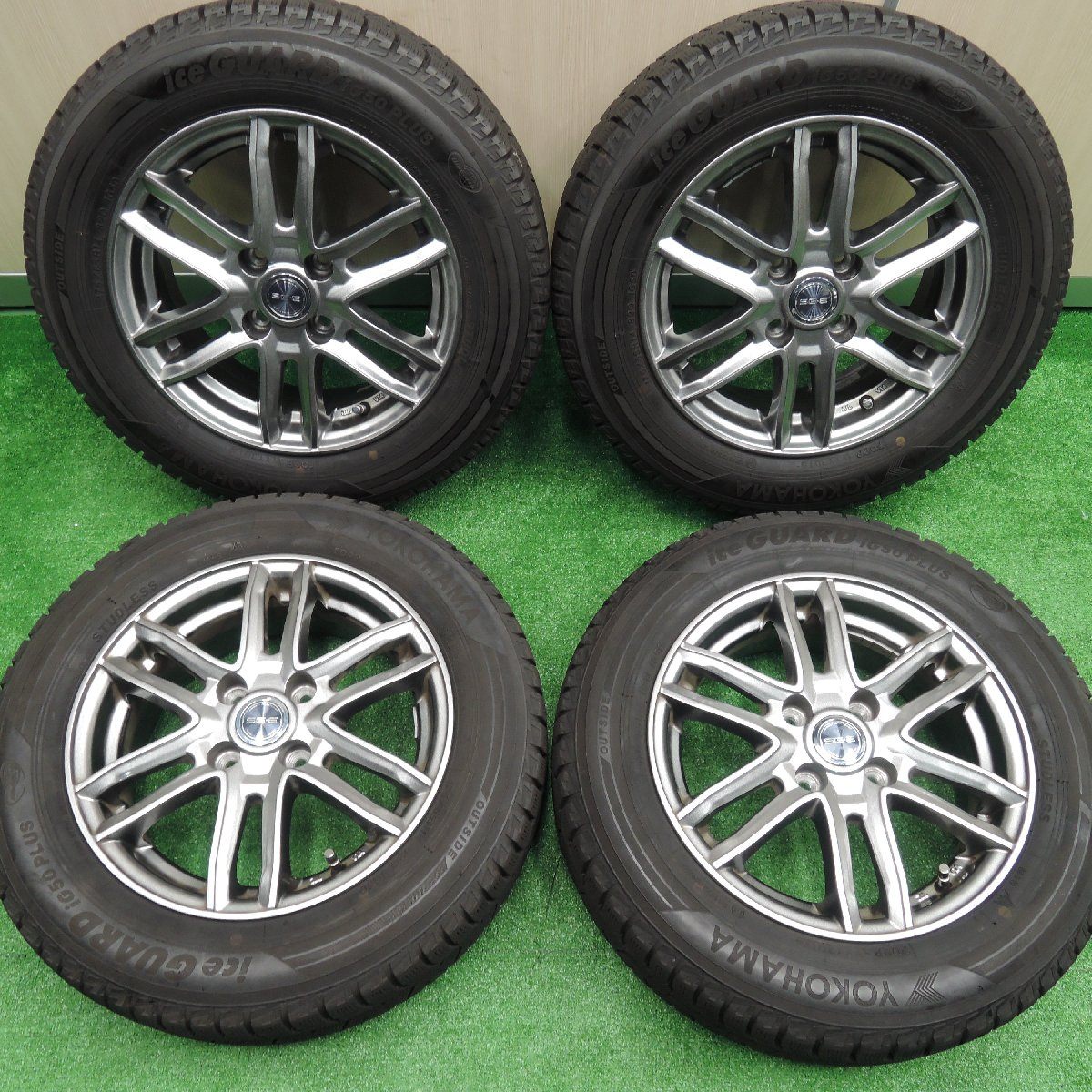 バリ溝!キレイ!ほぼ10分★スタッドレス 175/65R14 ヨコハマ アイスガード iG50 プラス SG-E 社外 アルミ 14インチ PCD100/ 4H★3072401IHス