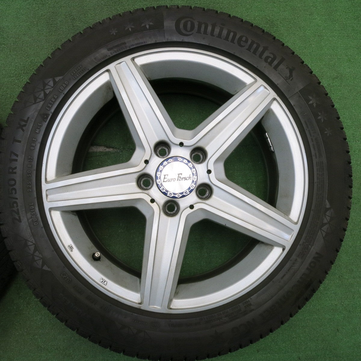 バリ溝!23年!9分★ベンツ 等 EuroForsch 225/50R17 スタッドレス コンチネンタル ノースコンタクト NC6 17インチ ユーロフォルシュ PCD112/5H★5040901NJス