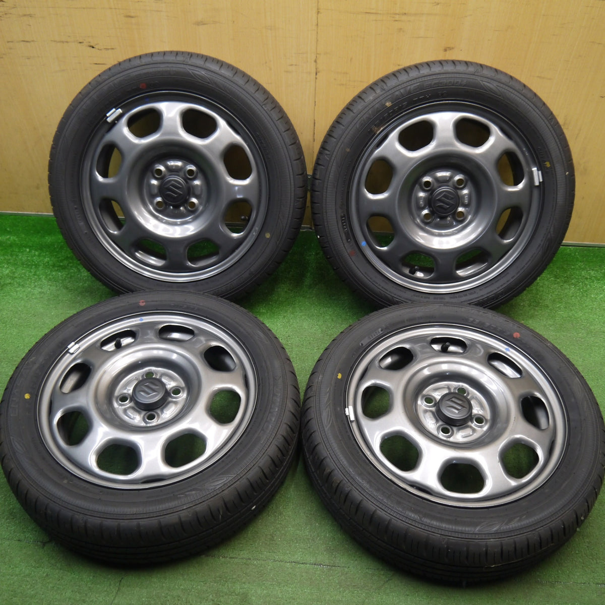 新車外し!24年★スズキ ハスラー 純正 スチール 165/60R15 ダンロップ エナセーブ EC300+ 15インチ PCD100/4H★6022402Hノ