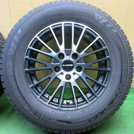 バリ溝!23年!9.5分◎スタッドレス 215/65R16 ダンロップ ウインターマックス 03 Eurodesign CALWER ユーロデザイン カルヴァー 16インチ PCD114.3/5H◎6100307HAス