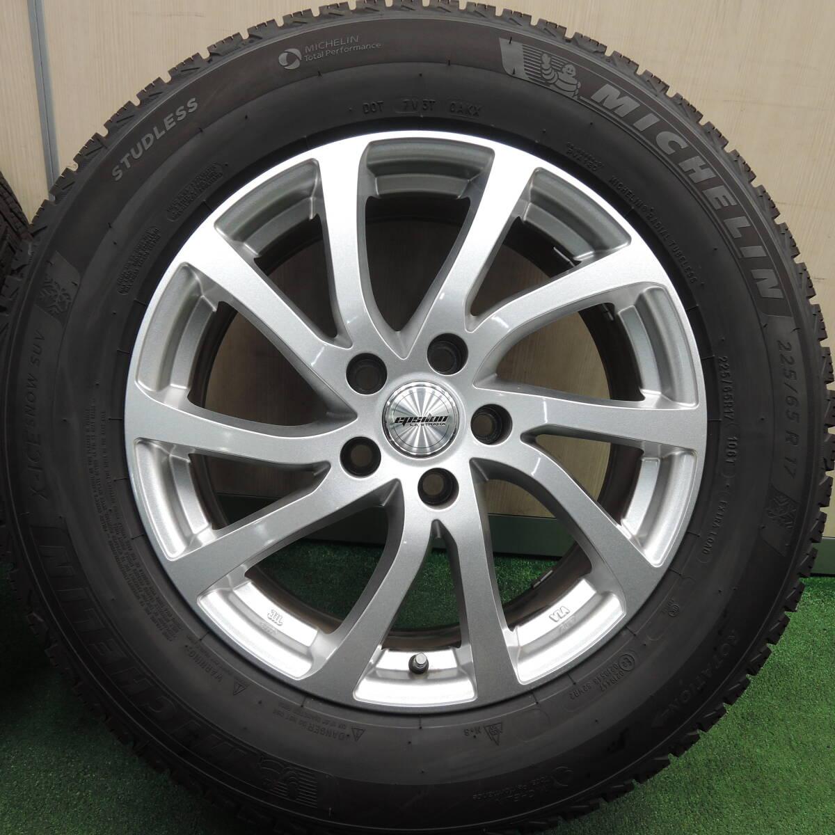 バリ溝!21年!キレイ!9.5分以上★スタッドレス 225/65R17 ミシュラン X-ICE SNOW SUV epsdon PCD114.3/5H★4011317HAス