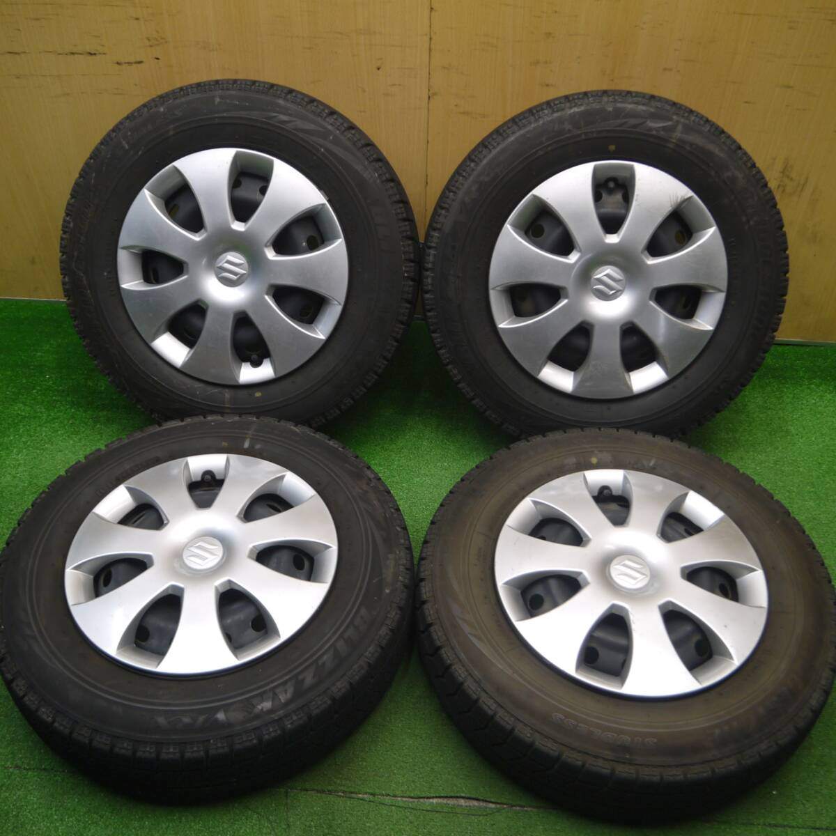 4本価格★スズキ ワゴンR 純正 スチール 145/80R13 スタッドレス ブリヂストン ブリザック VRX 13インチ PCD100/4H★4120210Hス