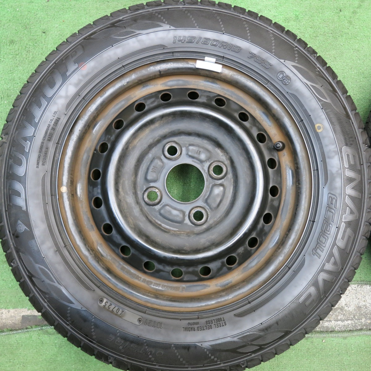 ほぼ未使用!25年★145/80R13 ダンロップ エナセーブ EC204 スチール ホイール 13インチ PCD100/4H★5083006HAノ