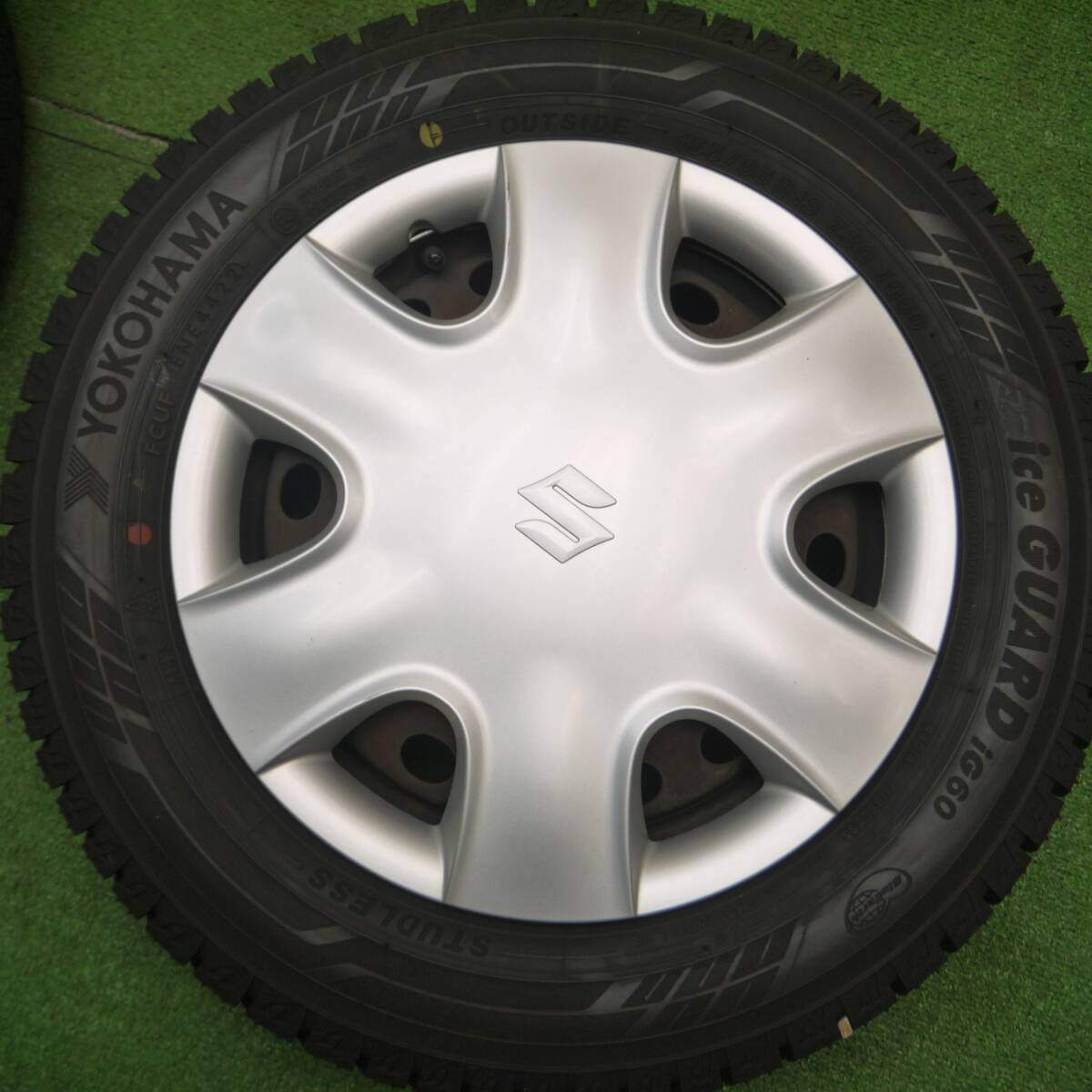 超バリ溝!22年!キレイ!ほぼ10分★スズキ MRワゴン 純正 スチール 155/65R13 スタッドレス ヨコハマ アイスガード iG60 13インチ PCD100/4H★4120905Hス