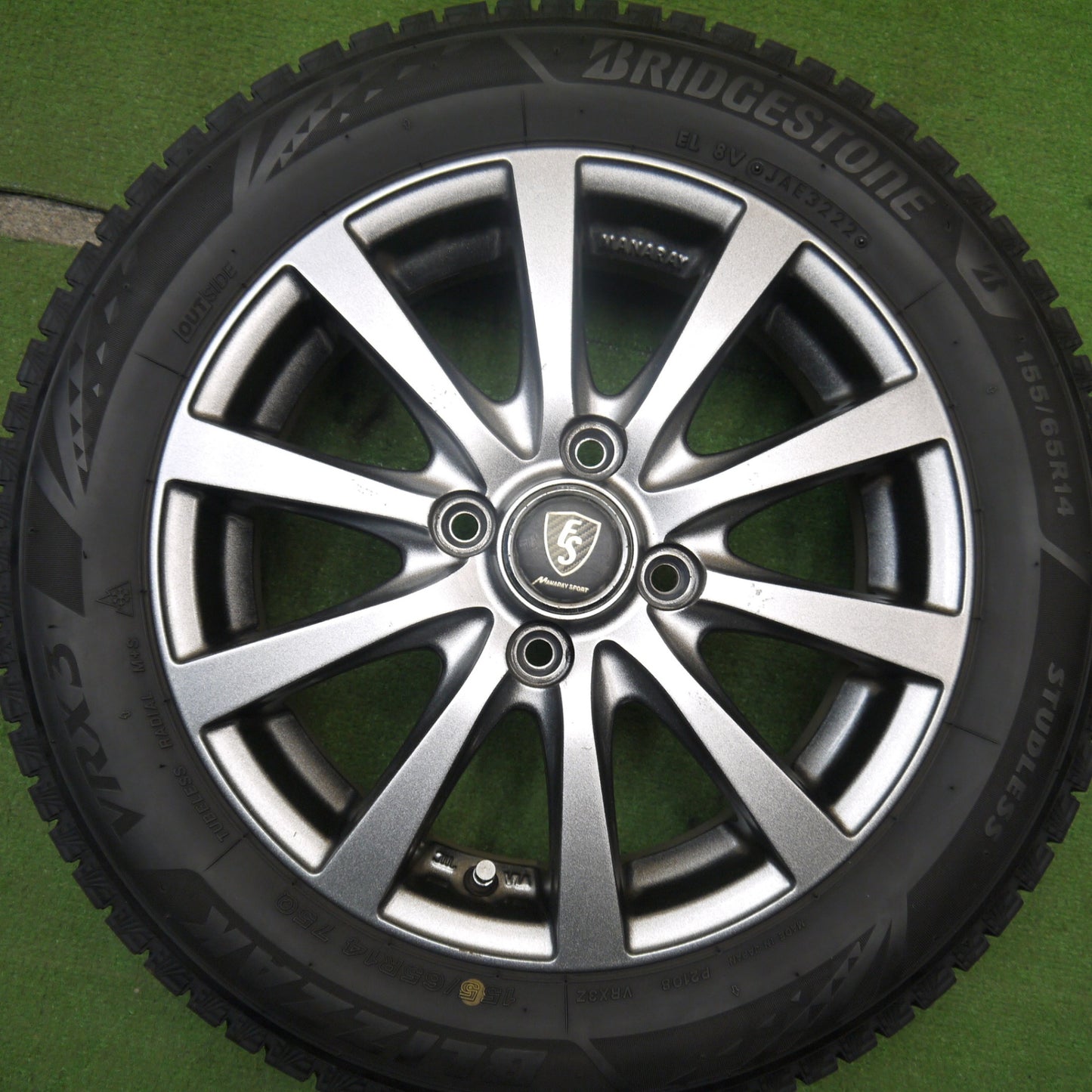 バリ溝!22年!9.5分★スタッドレス 155/65R14 ブリヂストン ブリザック VRX3 MANARAY SPORT マナレイ スポーツ 14インチ PCD100/4H★5050904Hス