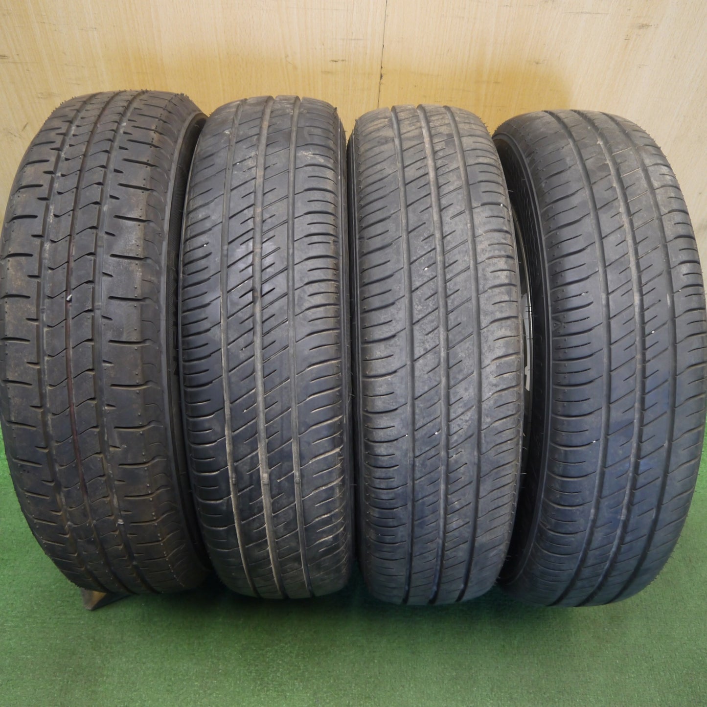バリ溝!25年!ほぼ10分◎155/65R14 グッドイヤー EfficientGrip ECO EG02 ブリヂストン NEWNO DUFACT デュファクト 14インチ PCD100/4H◎6081005Hノ