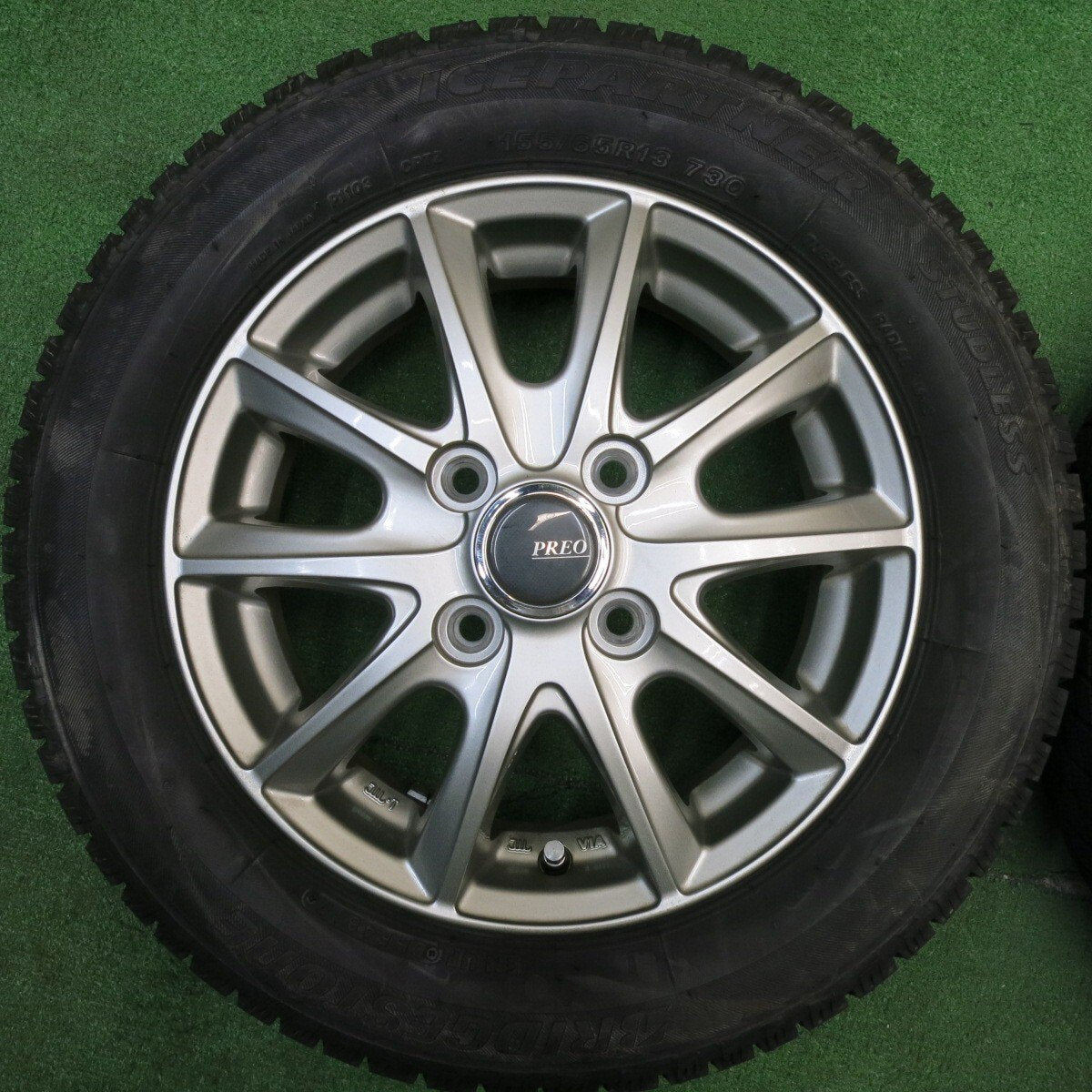 バリ溝!キレイ!9.5分以上★スタッドレス 155/65R13 ブリヂストン アイスパートナー PREO プレオ 13インチ PCD100/4H★5031601NJス