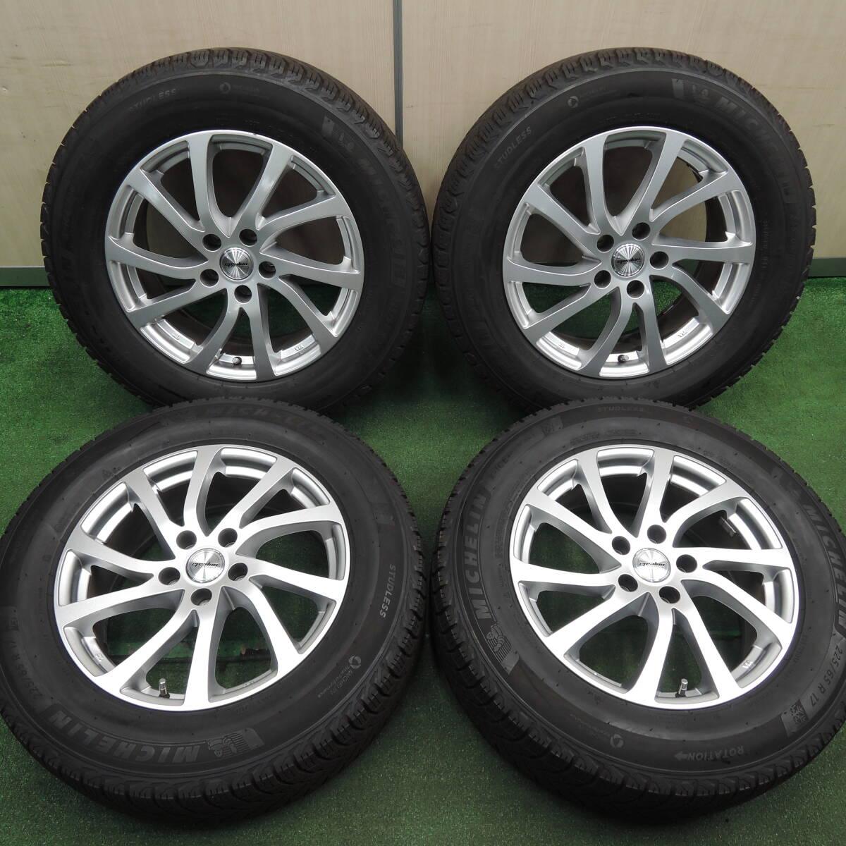 バリ溝!21年!キレイ!9.5分以上★スタッドレス 225/65R17 ミシュラン X-ICE SNOW SUV epsdon PCD114.3/5H★4011317HAス