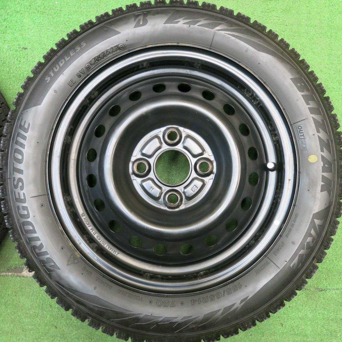 バリ溝!23年!キレイ!9分★スタッドレス 155/65R14 ブリヂストン ブリザック VRX2 スチール ホイール 14インチ PCD100/4H★5050503HAス