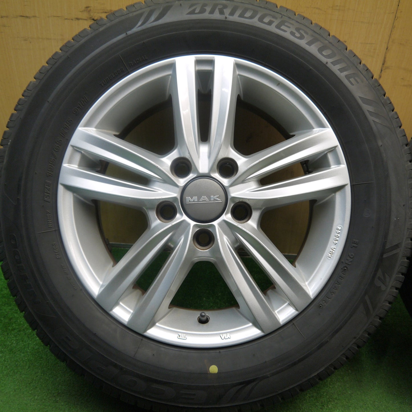 バリ溝!9.5分★ワーゲン 等 MAK SACHSEN 195/65R15 ブリヂストン エコピア NH100 ザクセン 15インチ PCD112/5H★5051401Hノ