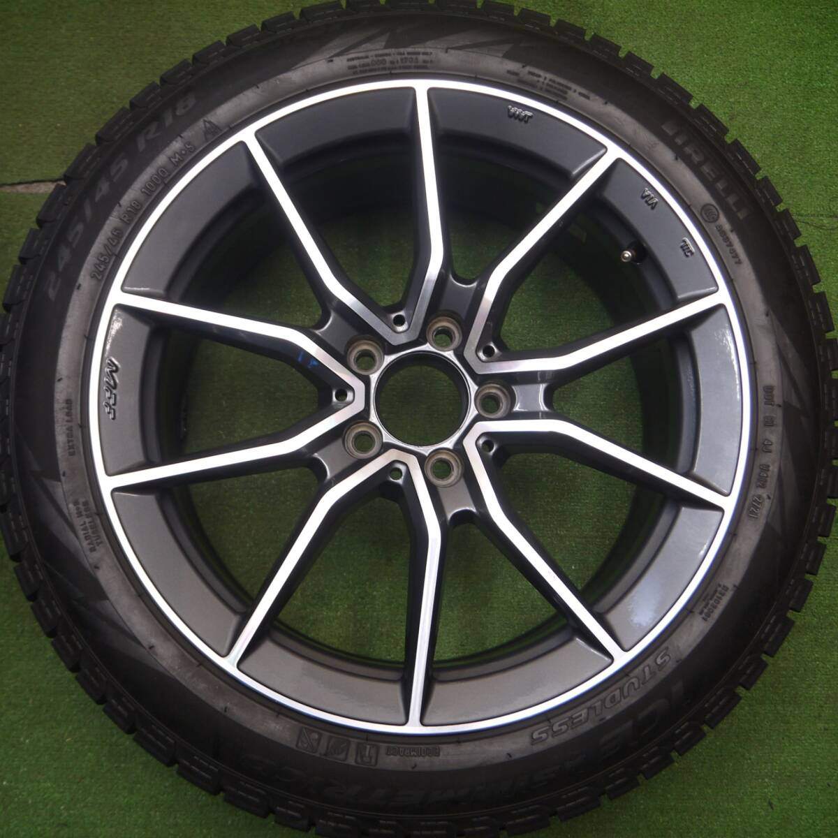 超バリ溝!21年!キレイ!9.5分以上★ベンツ 等 MAK MFF アルジェントFF 245/45R18 スタッドレス ピレリ アイスアシンメトリコ 18インチ PCD112/5H★5022803Hス