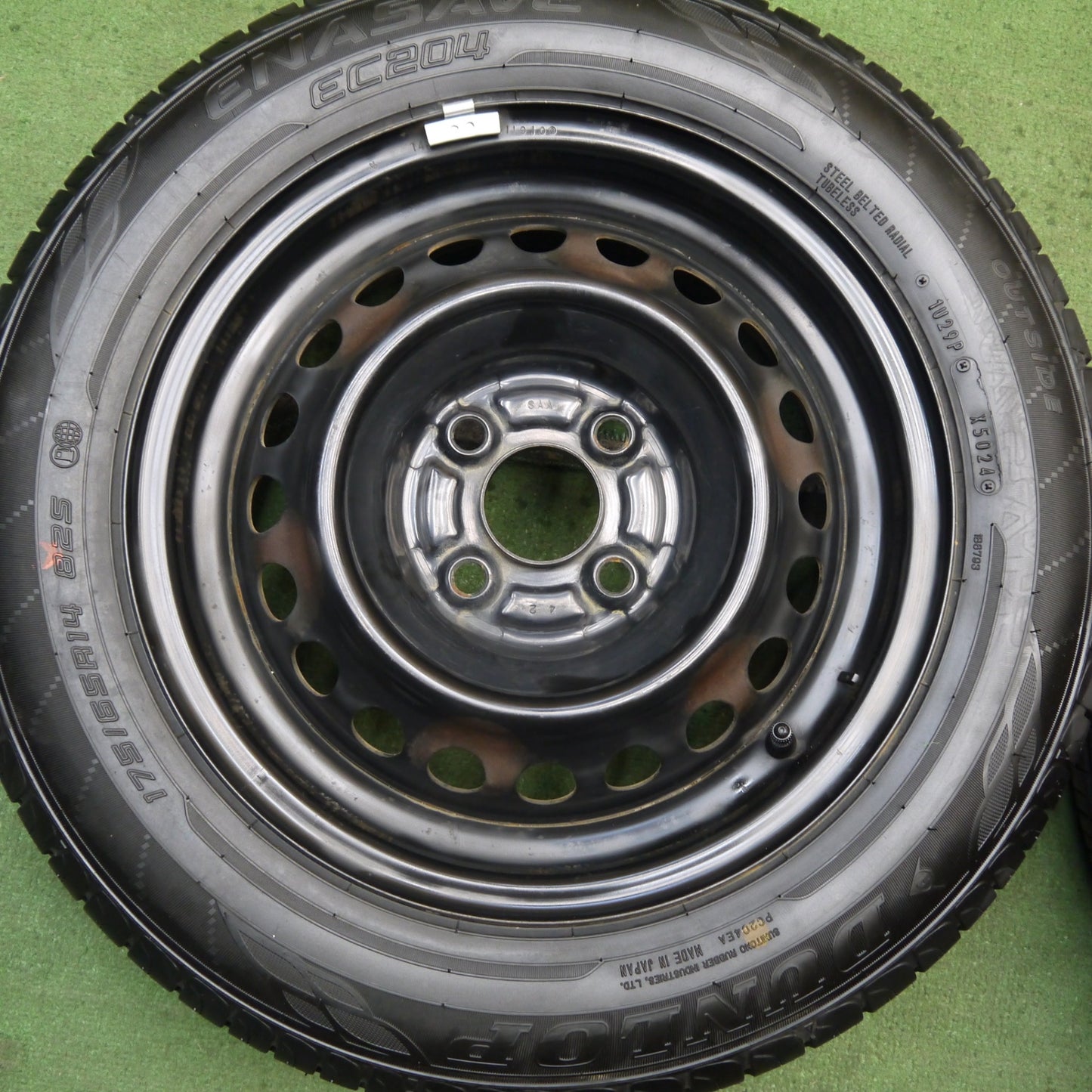 タイヤほぼ未使用!24年★175/65R14 ダンロップ エナセーブ EC204 スチール ホイール 14インチ PCD100/4H★5080401Hノ