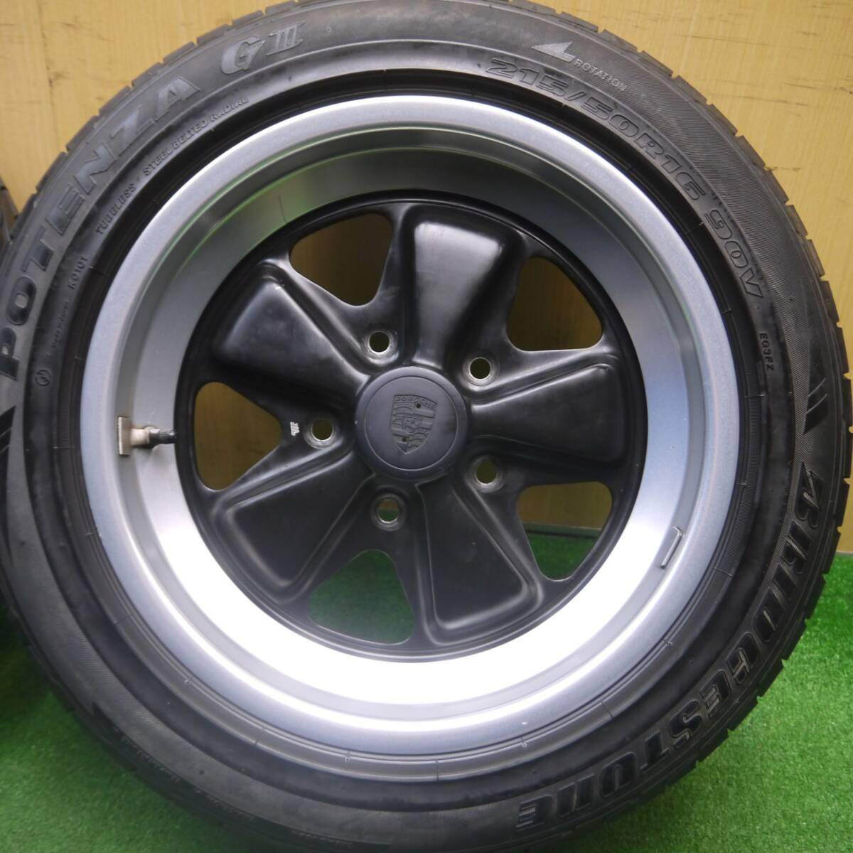 ★ポルシェ 911 純正 FUCHS アロイ 215/50R16 ブリヂストン ポテンザ G3 フックス 16インチ PCD130/5H★4121804Hノ