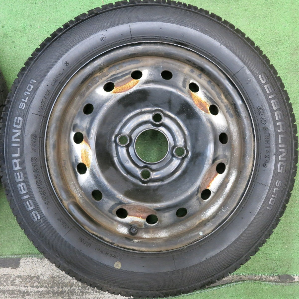 超バリ溝!24年!9.5分以上★155/65R13 セイバーリング SL101 TOPY スチール ホイール 13インチ PCD100/4H★5092801HAノ