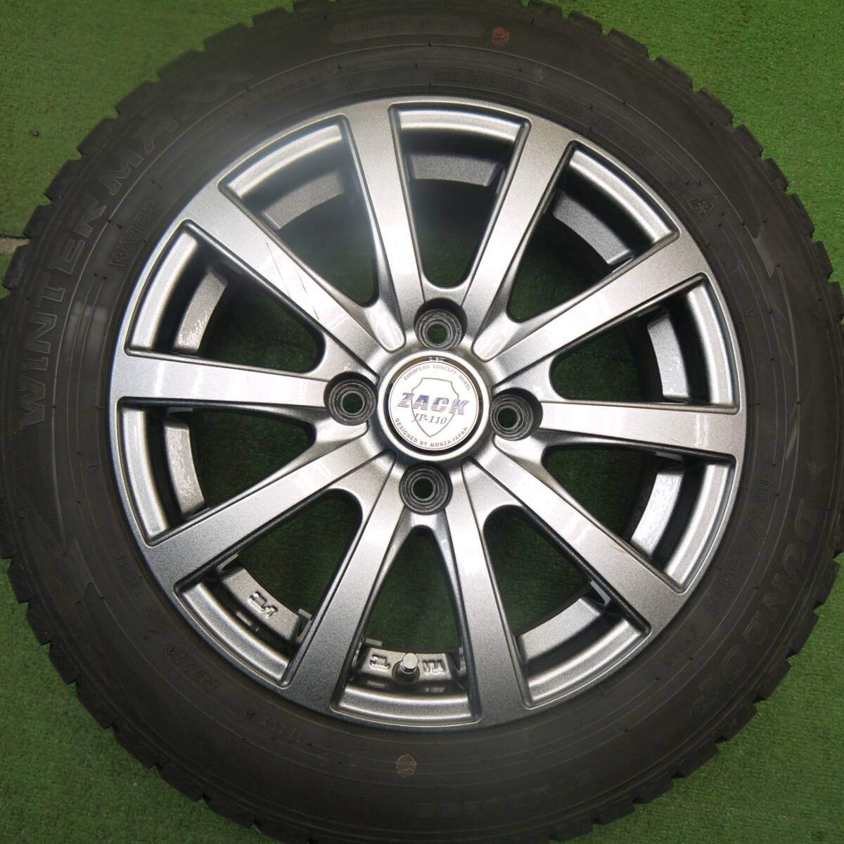 バリ溝!22年!キレイ!9.5分★スタッドレス 165/65R14 ダンロップ ウインターマックス WM02 ZACK JP-110 MONZA ザック 14インチ PCD100/4H★5032401Hス