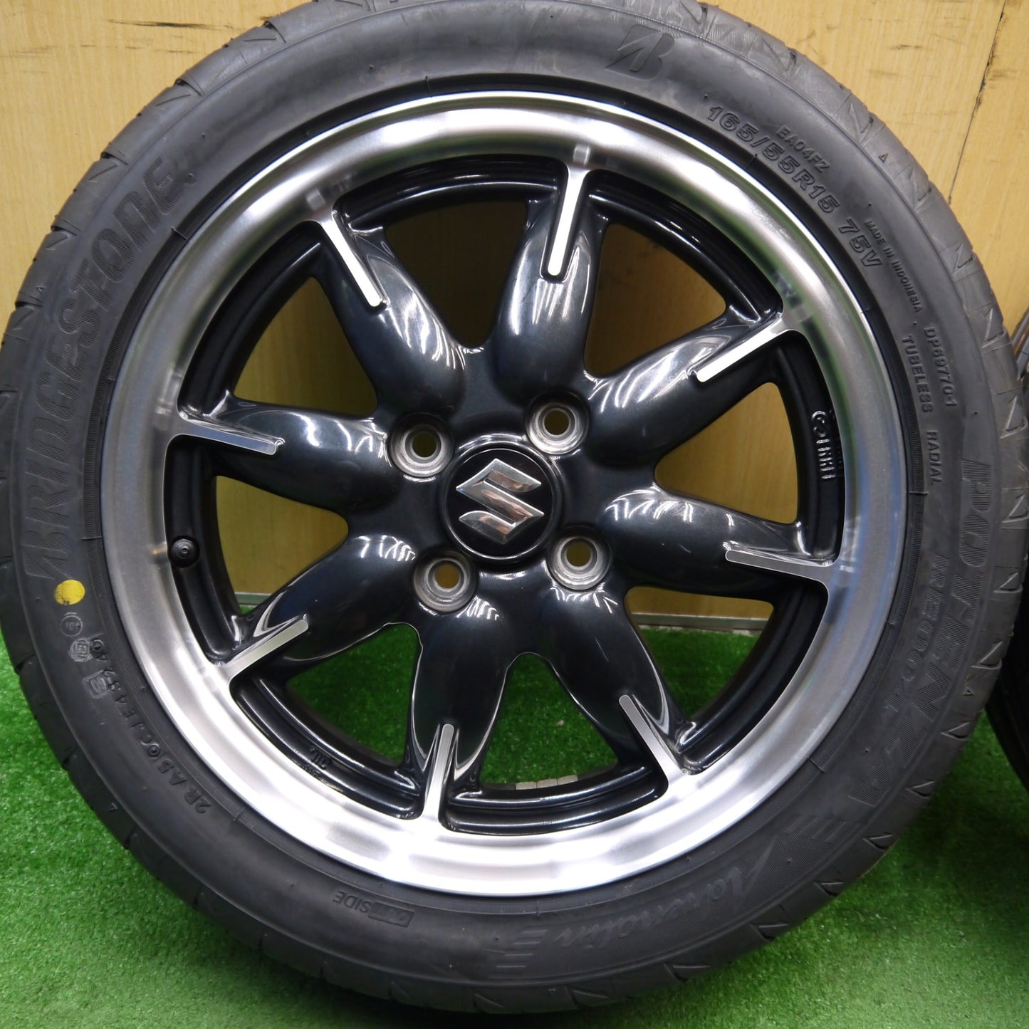 タイヤ未使用!24年!キレイ★スズキ アルト ターボ RS 純正 165/55R15 ブリヂストン ポテンザ RE004 15インチ PCD100/4H★5052102Hノ