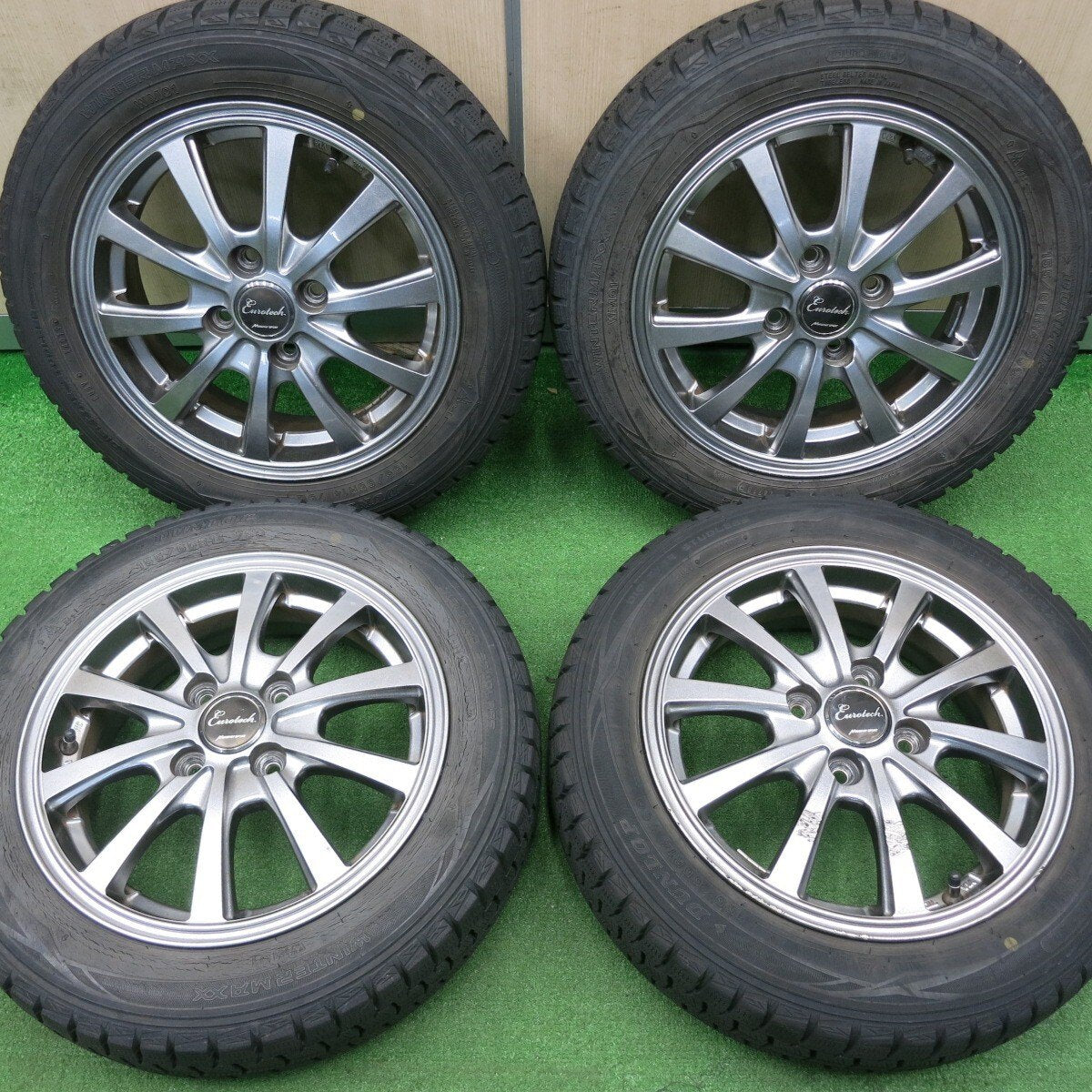 4本価格★スタッドレス 155/65R14 ダンロップ ウインターマックス WM01 Eurotech MANARAY SPORT PCD100/4H★4120709NJス