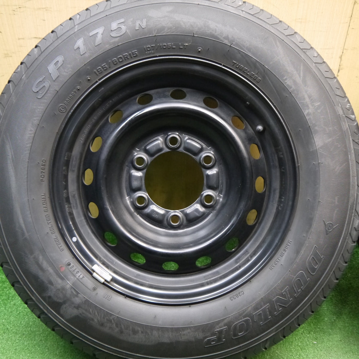 バリ溝!9分★トヨタ ハイエース 純正 スチール 195/80R15 107/105L ダンロップ SP175N 15インチ PCD139.7/6H★6033109Hノ