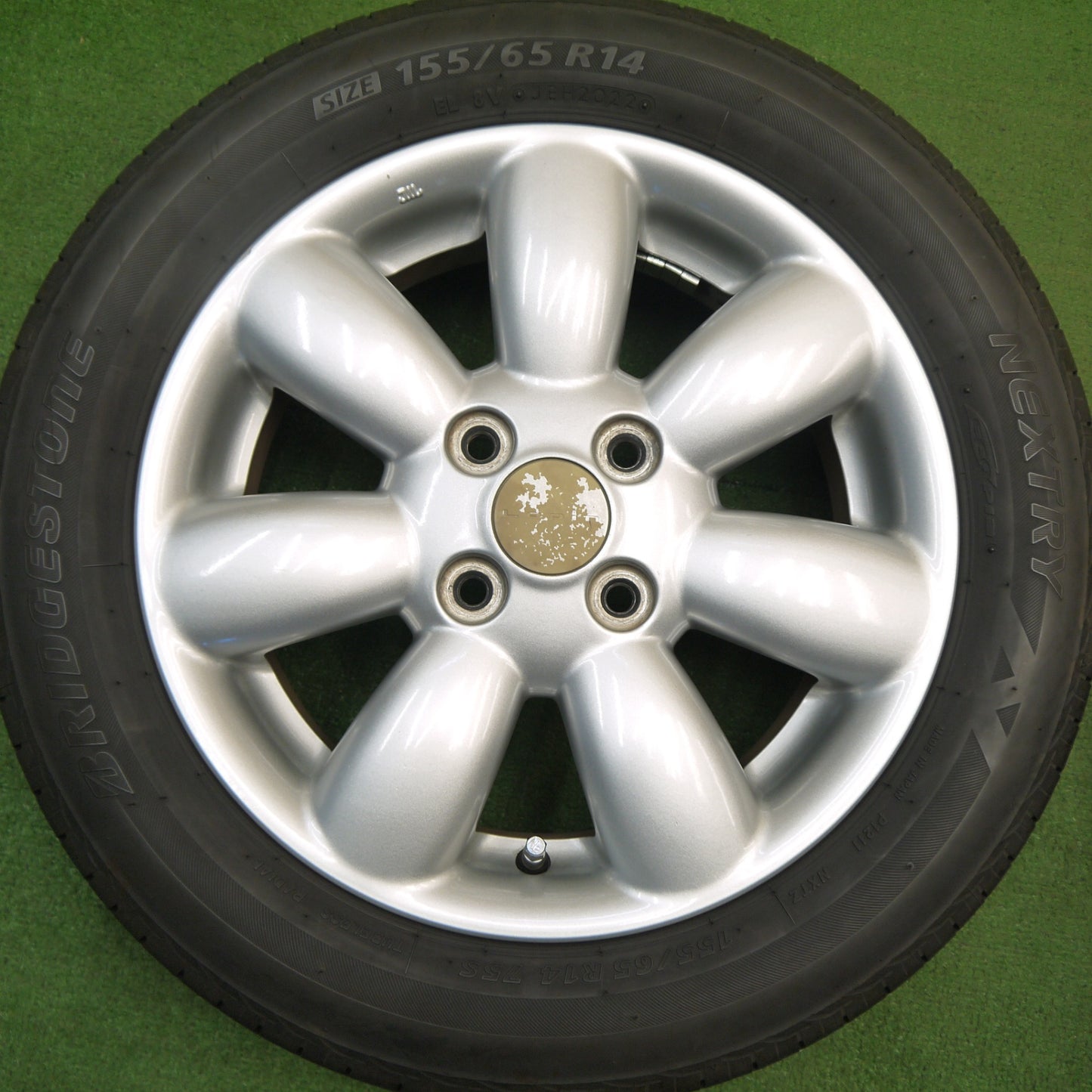 バリ溝!22年!キレイ!8.5分★スズキ ラパン 純正 155/65R14 ブリヂストン ネクストリー エコピア 14インチ PCD100/4H★5041807Hノ