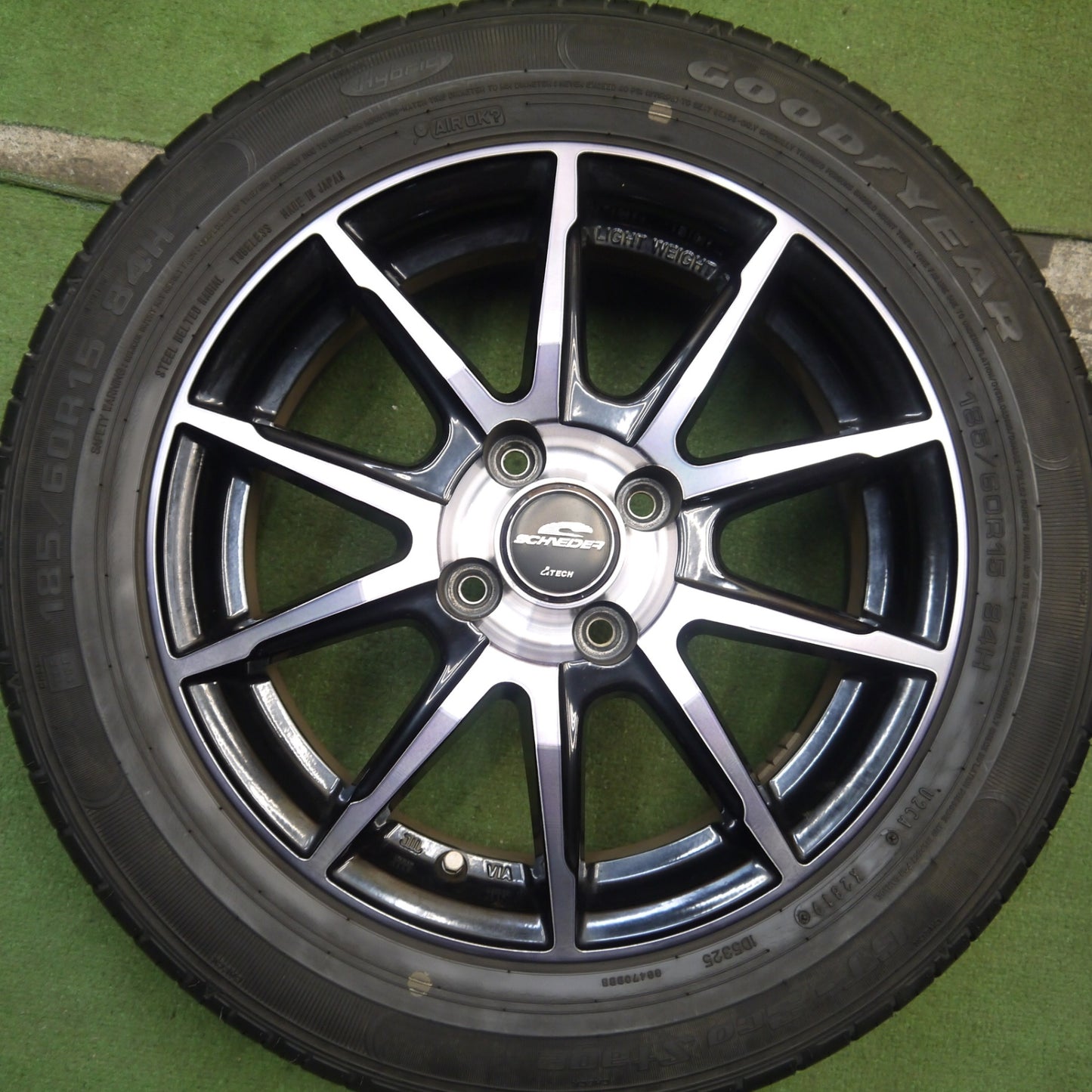 バリ溝!キレイ!9分★185/60R15 グッドイヤー GT-Eco Stage SCHNEIDER シュナイダー 15インチ PCD100/4H★5090805Hノ