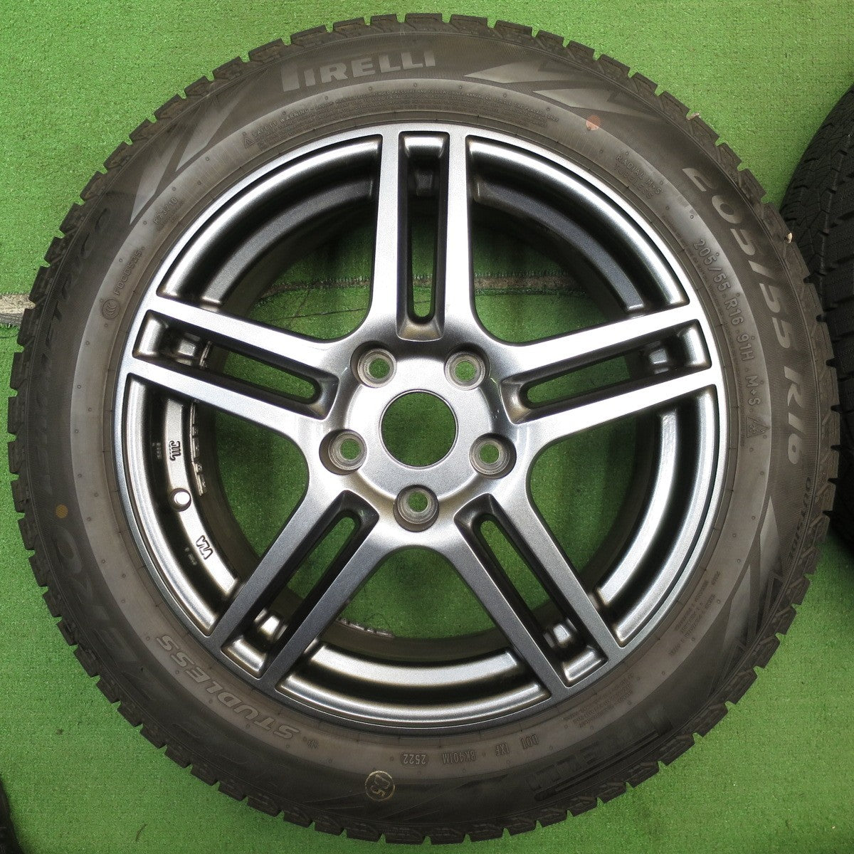 バリ溝!22年!キレイ!9.5分★BMW 等 Eurodesign EIGER 阿部商会 205/55R16 スタッドレス ピレリ アイスゼロ アシンメトリコ ユーロデザイン アイガー PCD112/5H★5060307NJス