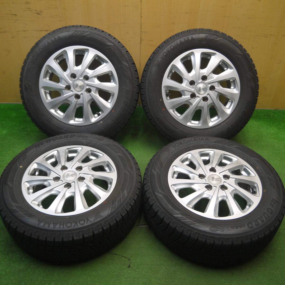 バリ溝!23年!キレイ!ほぼ10分★スタッドレス 195/65R15 ヨコハマ アイスガード iG60 D.O.S. TurbineⅡ DOS タービン 2 15インチ PCD114.3/5H★5030501Hス