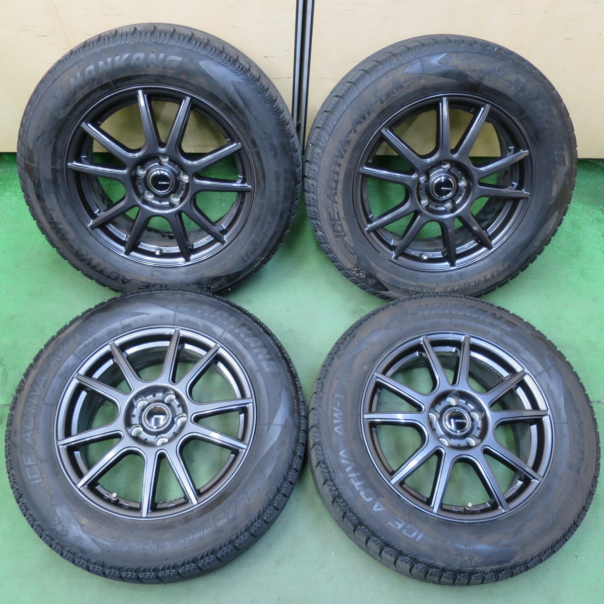 バリ溝!23年!キレイ!9分★スタッドレス 225/65R17 ナンカン アイスアクティバ AW-1 EMBELY 17インチ PCD114.3/5H★5093016イス