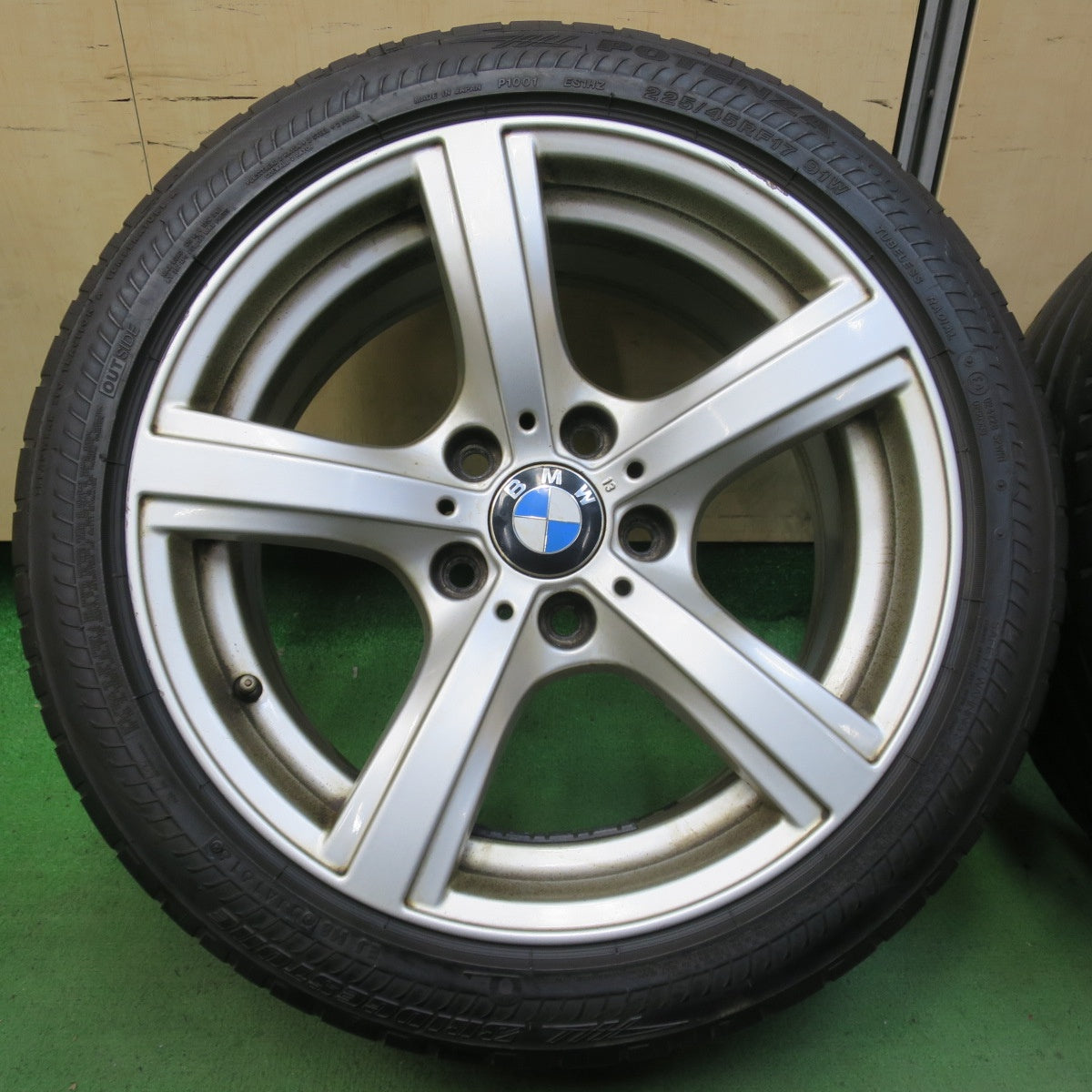 バリ溝!9.5分★BMW Z4 E89 純正 225/45R17 ブリヂストン ポテンザ S001 RFT 17インチ PCD120/5H★5051717イノ